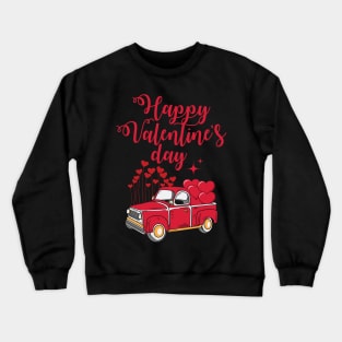 Truck With Red Hearts Valentine's Day Crewneck Sweatshirt